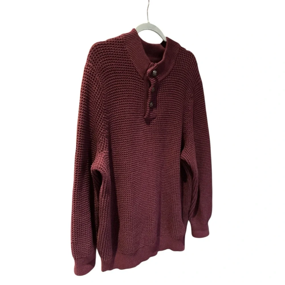 OAK HILL‎ Men's Cotton Waffle Sweater Burgundy 3XL